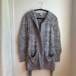 Cardigan w/ Belt, Pockets and Hood-color Grey/Olive-size XL